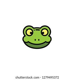 cute frog cartoon face icon