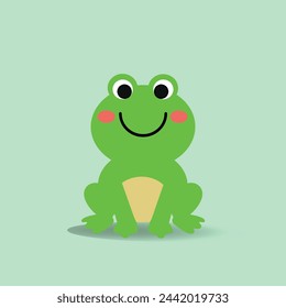 Cute Frog cartoon Flat style.animal vector illustration. Animal start with F letter.