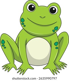Cute frog cartoon. Flat vector illustration. Wild life animals. Cute animal on white background