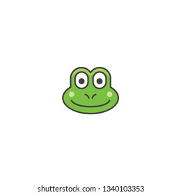 cute frog cartoon head icon on a white background