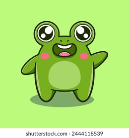 Cute a frog cartoon icon illustration. vector icon concept. Flat cartoon style