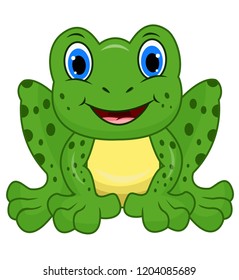 Cute frog cartoon isolated on white background