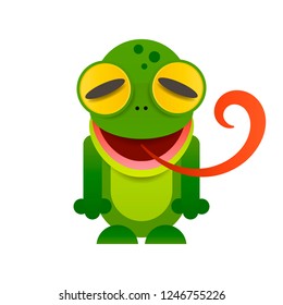 Cute frog cartoon isolated on white background.Vector illustration