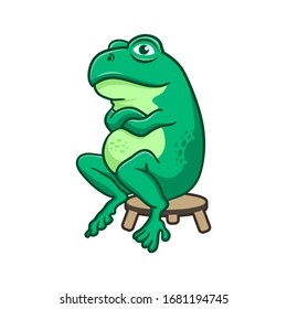Cute frog cartoon isolated on white background. Frog mascot logo illustration