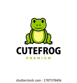 cute frog cartoon logo vector icon illustration