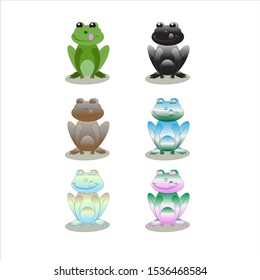 Cute frog cartoon on white background illustration vector