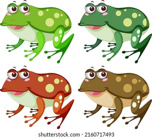Cute frog cartoon on white background illustration