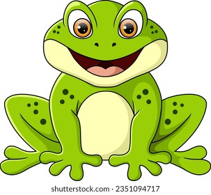 Cute frog cartoon on white background