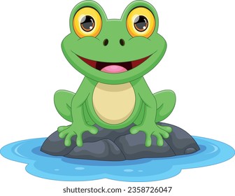 cute frog cartoon on white background