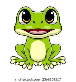 Cute frog cartoon on white background