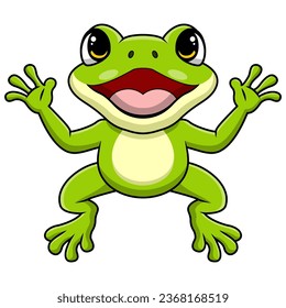 Cute frog cartoon on white background