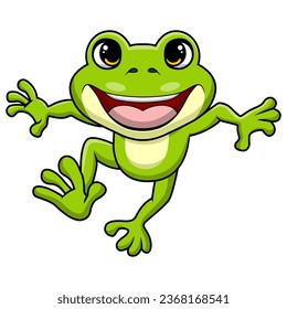 Cute frog cartoon on white background