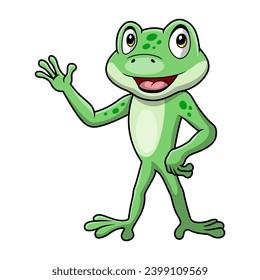 Cute frog cartoon on white background