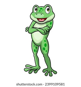 Cute frog cartoon on white background