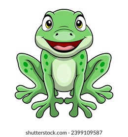 Cute frog cartoon on white background