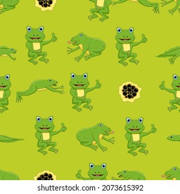 cute frog cartoon seamless pattern design. suitable for your motif iproject idea