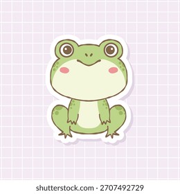 Cute Frog Cartoon Sticker Vector Illustration