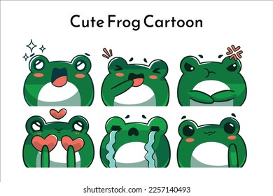 cute frog cartoon vector design and good for make emoji