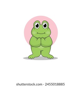 cute frog cartoon vector icon illustration.animal icon illustration. flat style concept cute