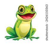 Cute frog cartoon vector illustration isolated on white background