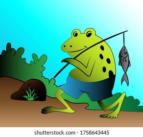 cute frog cartoon vector illustration. kids book 
