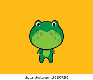 Cute frog cartoon vector illustration.