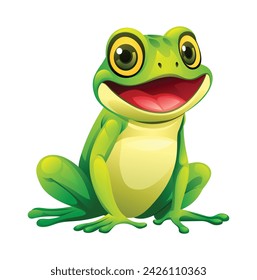 Cute frog cartoon vector illustration isolated on white background