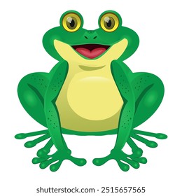 Cute frog cartoon vector illustration isolated on white background.