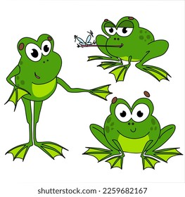 Cute frog character. 
The frog caught the fly with its tongue. Humor card, t-shirt composition, hand drawn style print. 