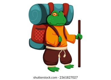 Cute Frog Character Design Illustration