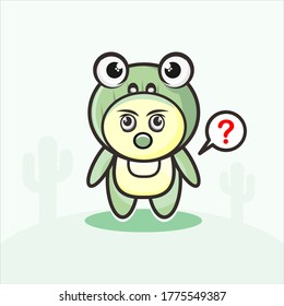Cute frog character with expressions, vector, symbol and illustration EPS10