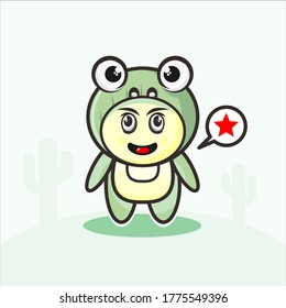 Cute frog character with expressions, vector, symbol and illustration EPS10