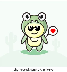 Cute frog character with expressions, vector, symbol and illustration EPS10