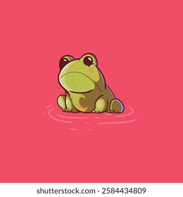 A Cute Frog Character vector illustration. Mascot, animal, brand design concept.