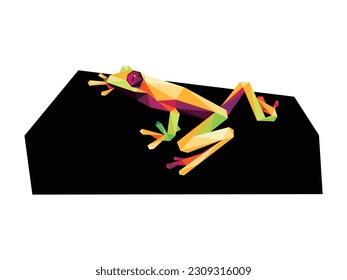 Cute frog in colorful Polygonal low poly. Frog colorful Abstract Illustration. Frog abstract vector