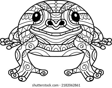 cute frog coloring book zentangle hand drawn isolated on white background