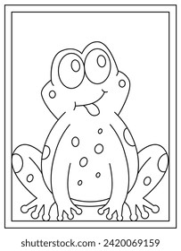 Cute Frosch-Färbeseite, handgezeichnet, Vektorgrafik 