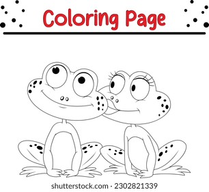 Cute Frog Coloring page for kids. Happy Animals Coloring Book for Children