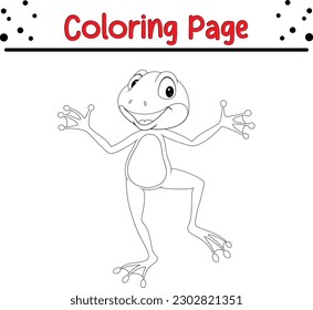 Cute Frog Coloring page for kids. Happy Animals Coloring Book for Children