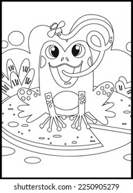 Cute Frog Coloring Pages for kids