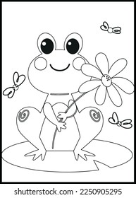 Cute Frog Coloring Pages for kids
