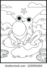 Cute Frog Coloring Pages for kids