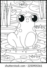 Cute Frog Coloring Pages for kids
