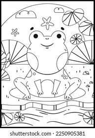Cute Frog Coloring Pages for kids