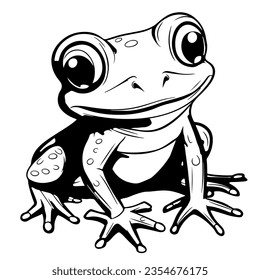 Cute Frog Coloring Pages for kids. Coloring book river fauna, vector illustration.