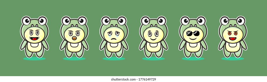 Cute frog costume character vector illustration