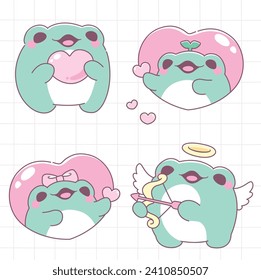 Cute frog couple valentine's day kawaii collection
