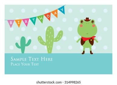 cute frog cowboy birthday greeting card