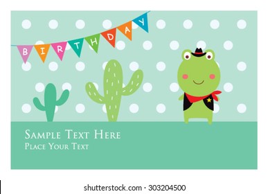 cute frog cowboy birthday message card