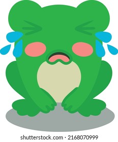 Cute frog crying on white background. Vector illustration. Design element for banner menu poster posters.